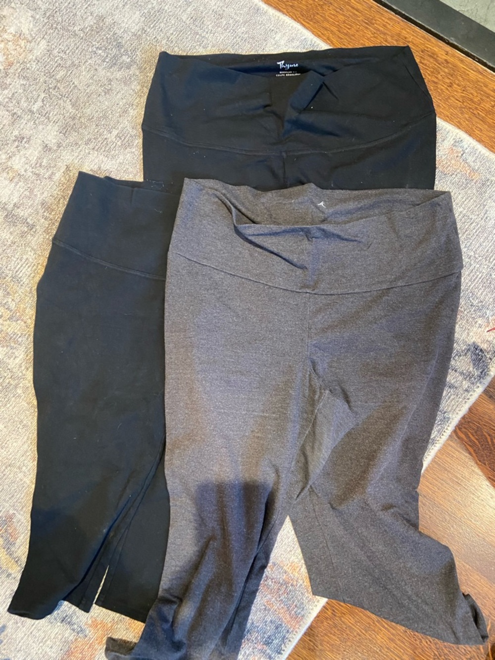 Thyme Maternity Black & Charcoal Capris - 3 Pairs